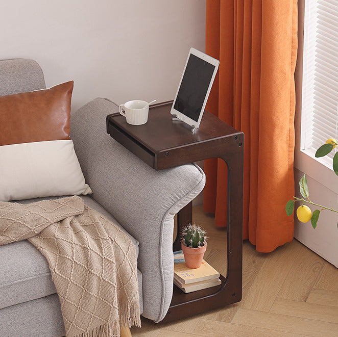 Contemporary Wood C-Shaped 2-Tier Side Table