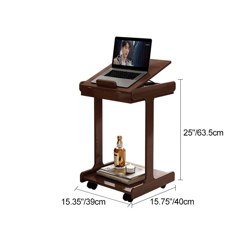 Vintage Oak Movable 2-Tier Side Table