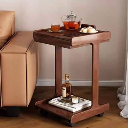 Vintage Oak Movable 2-Tier Side Table