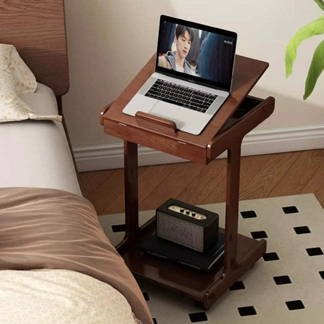 Vintage Oak Movable 2-Tier Side Table