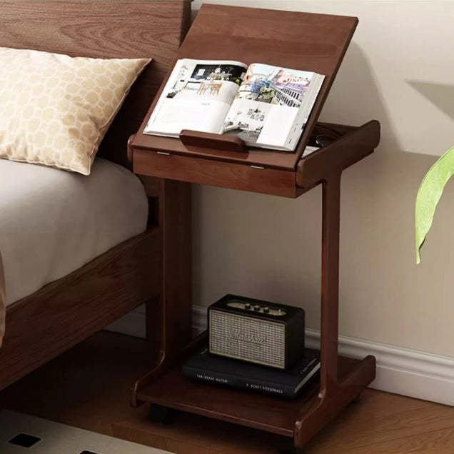 Vintage Oak Movable 2-Tier Side Table