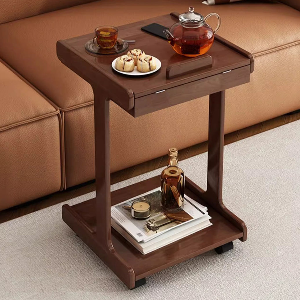 Vintage Oak Movable 2-Tier Side Table