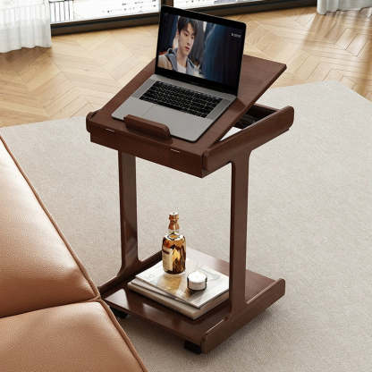 Vintage Oak Movable 2-Tier Side Table