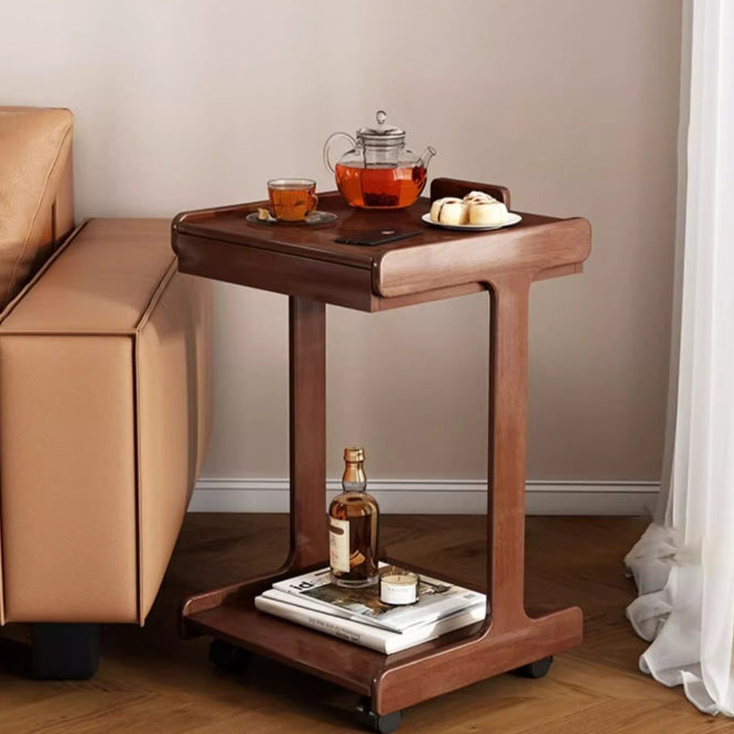 Vintage Oak Movable 2-Tier Side Table