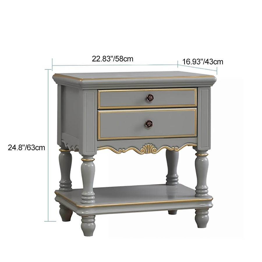 Modern Textured Wood 2-Drawer Nightstand