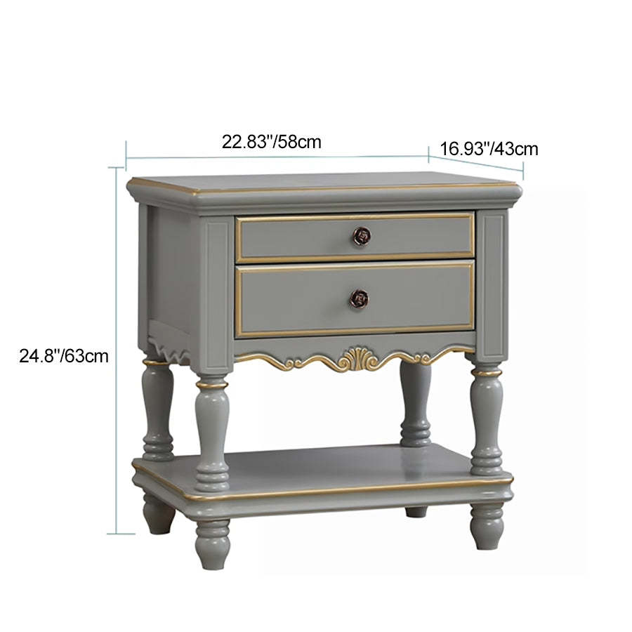 Modern Textured Wood 2-Drawer Nightstand