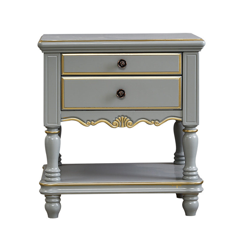 Modern Textured Wood 2-Drawer Nightstand