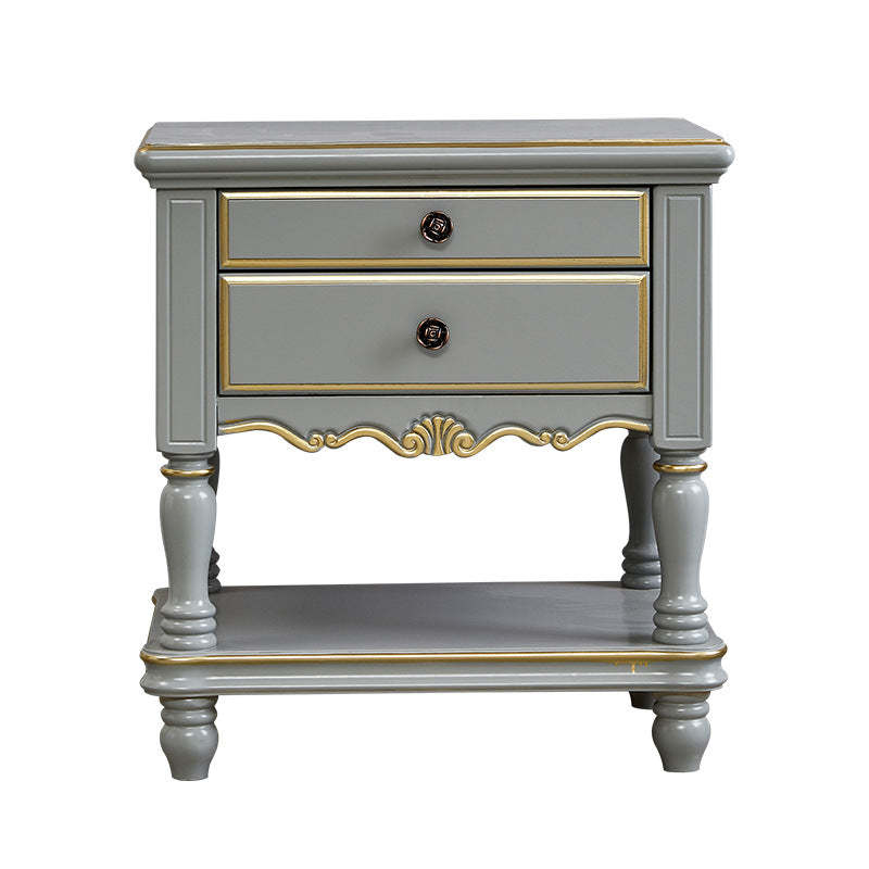 Modern Textured Wood 2-Drawer Nightstand