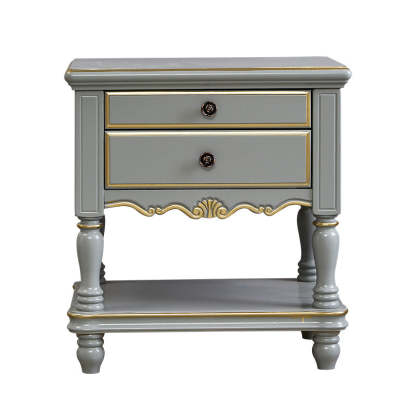 Modern Textured Wood 2-Drawer Nightstand