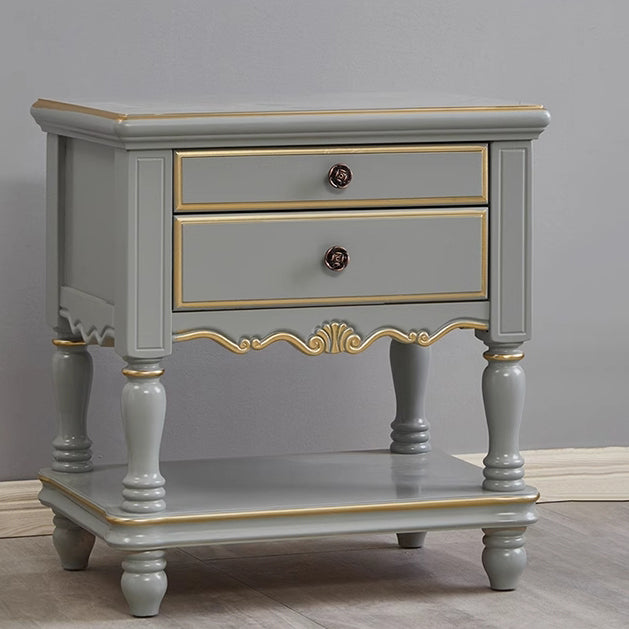 Modern Textured Wood 2-Drawer Nightstand — C