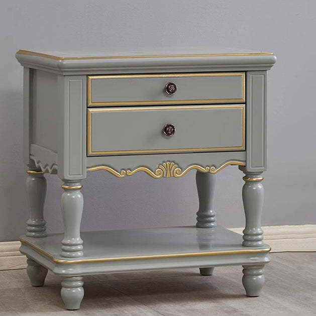 Modern Textured Wood 2-Drawer Nightstand — C