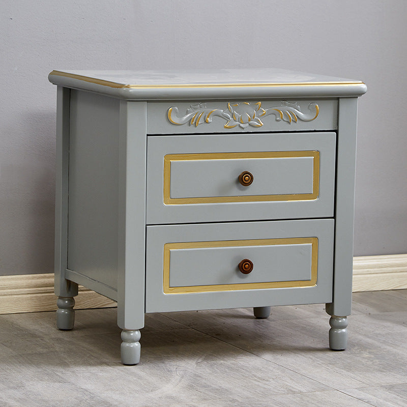 Modern Textured Wood 2-Drawer Nightstand