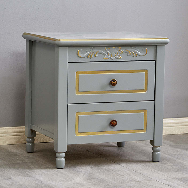 Modern Textured Wood 2-Drawer Nightstand — A