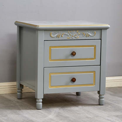 Modern Textured Wood 2-Drawer Nightstand — A