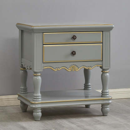 Modern Textured Wood 2-Drawer Nightstand