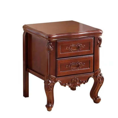 Chinese Textured Wood 2-Drawer Nightstand
