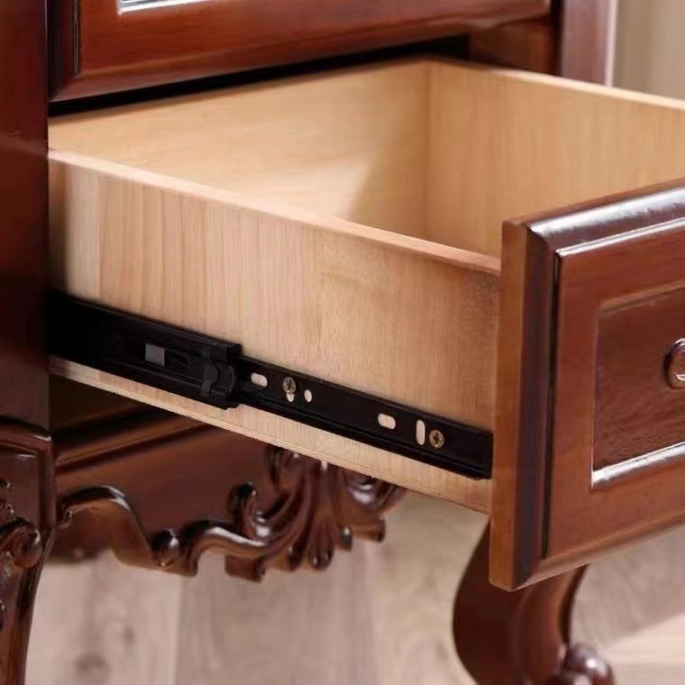 Chinese Textured Wood 2-Drawer Nightstand