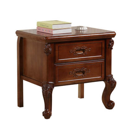 Vintage Rubberwood 2-Drawer Nightstand