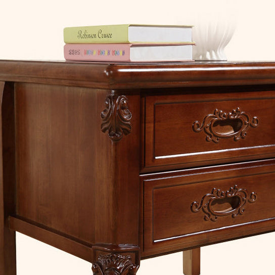 Vintage Rubberwood 2-Drawer Nightstand