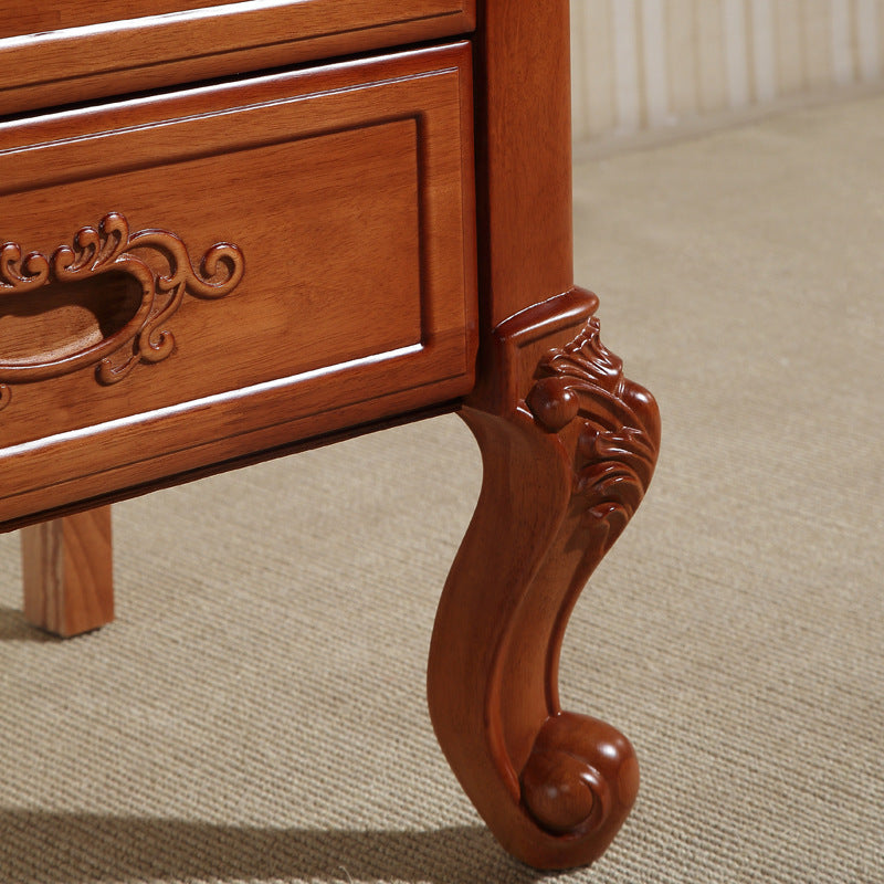 Vintage Rubberwood 2-Drawer Nightstand