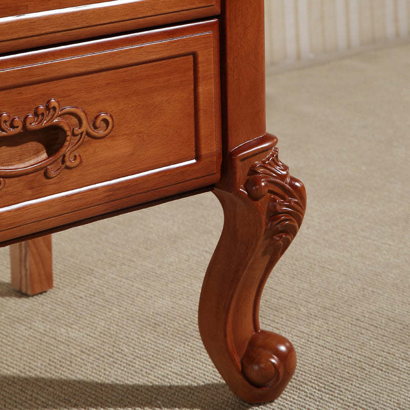 Vintage Rubberwood 2-Drawer Nightstand