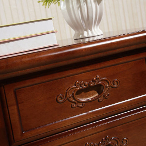 Vintage Rubberwood 2-Drawer Nightstand