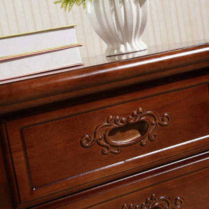 Vintage Rubberwood 2-Drawer Nightstand