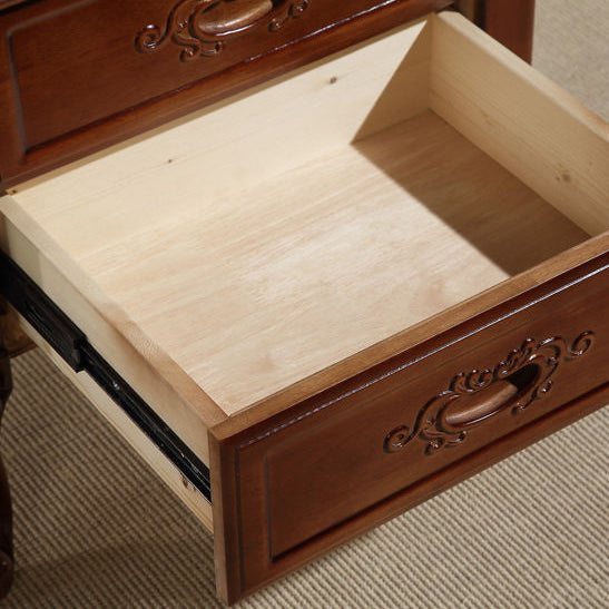 Vintage Rubberwood 2-Drawer Nightstand