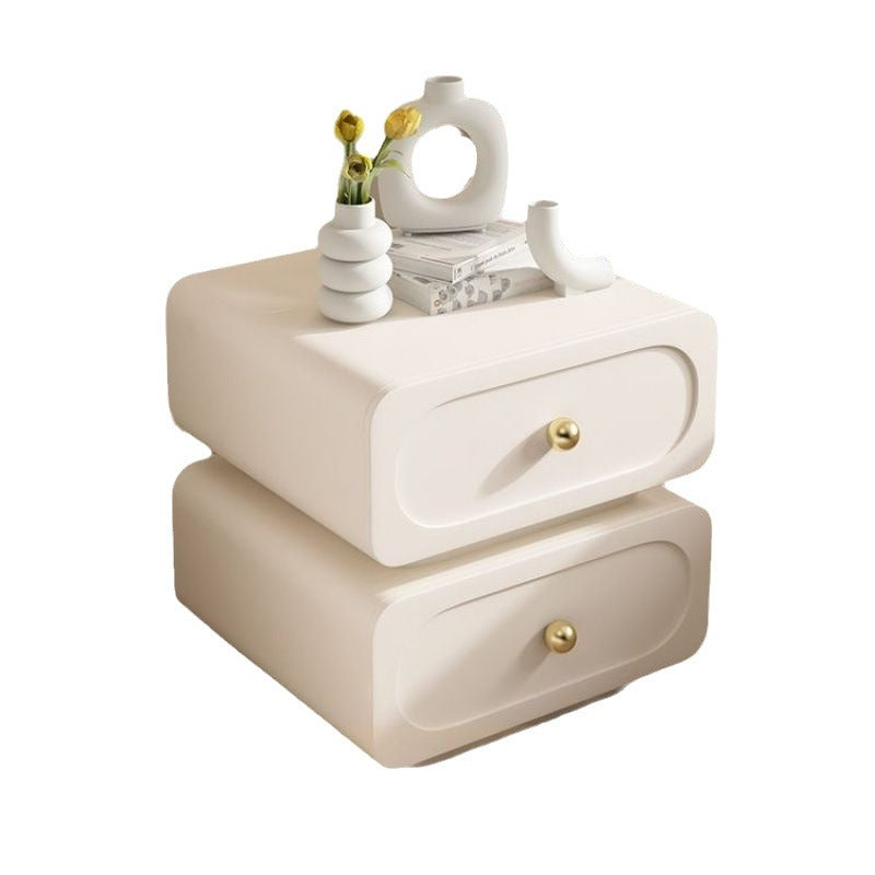 Minimalist Wood Metal Rounded 2-Drawer Nightstand