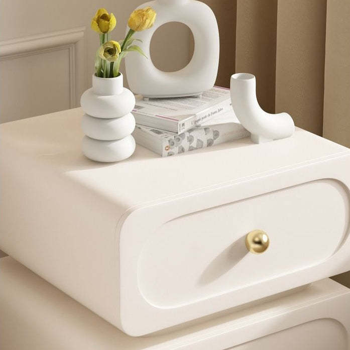 Minimalist Wood Metal Rounded 2-Drawer Nightstand — Black