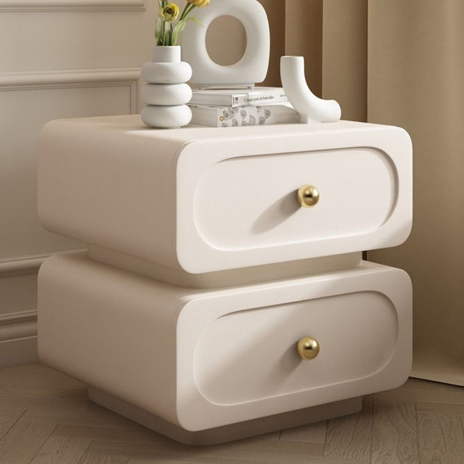 Minimalist Wood Metal Rounded 2-Drawer Nightstand — Dark Gray