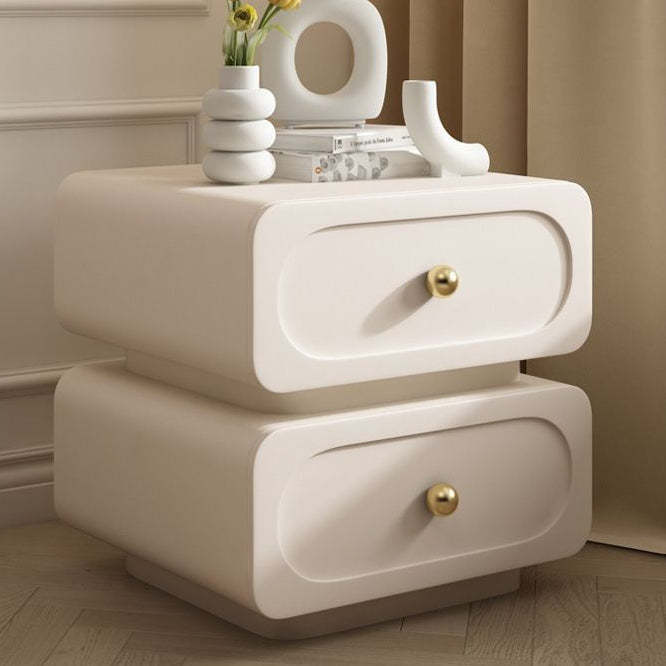 Minimalist Wood Metal Rounded 2-Drawer Nightstand — Dark Gray
