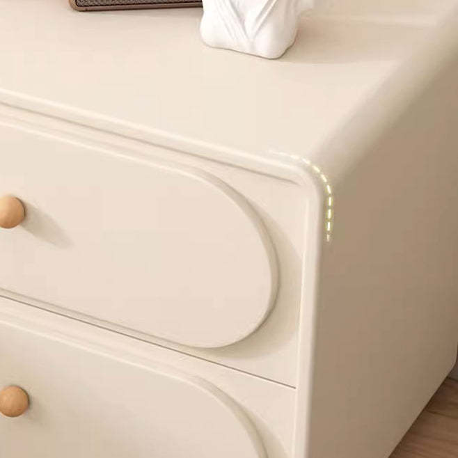 Minimalist Wood Metal Oval 2-Drawer Nightstand — Beige