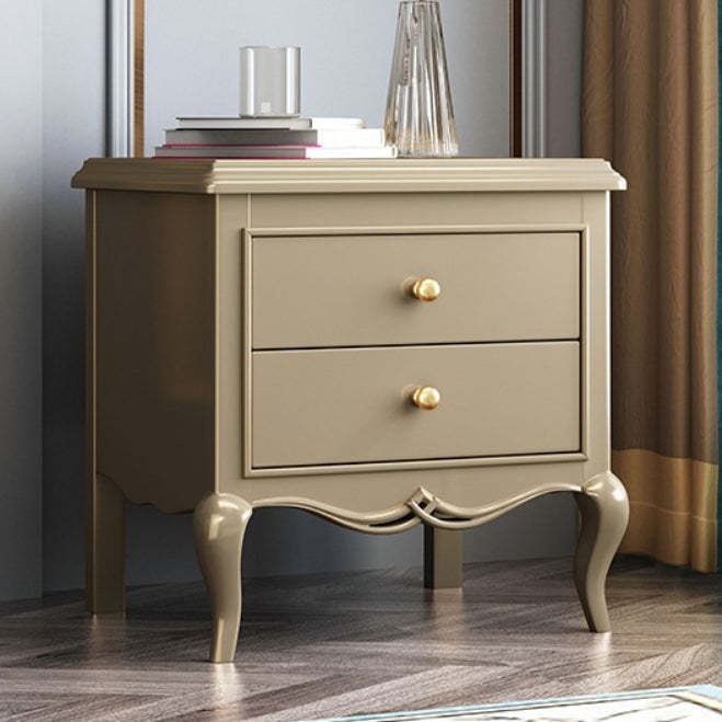 Modern Wood Metal Curved 2-Drawer Nightstand