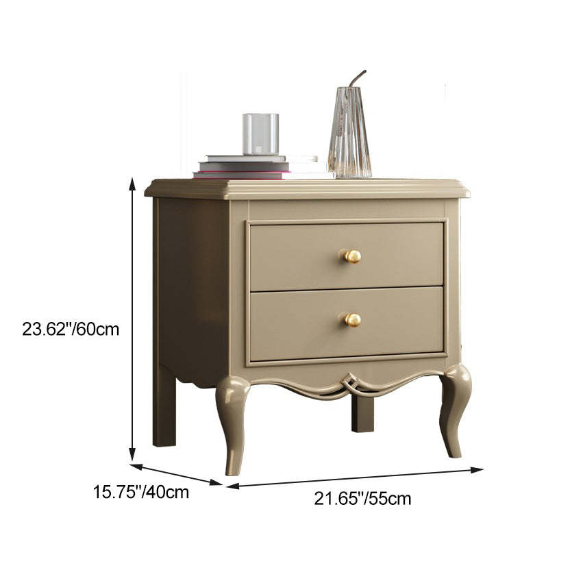 Modern Wood Metal Curved 2-Drawer Nightstand