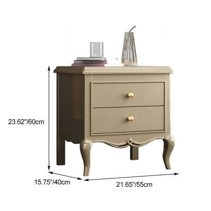 Modern Wood Metal Curved 2-Drawer Nightstand
