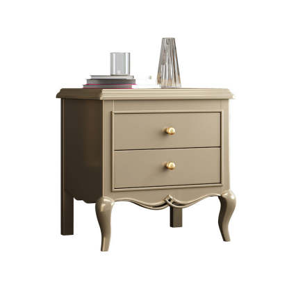 Modern Wood Metal Curved 2-Drawer Nightstand