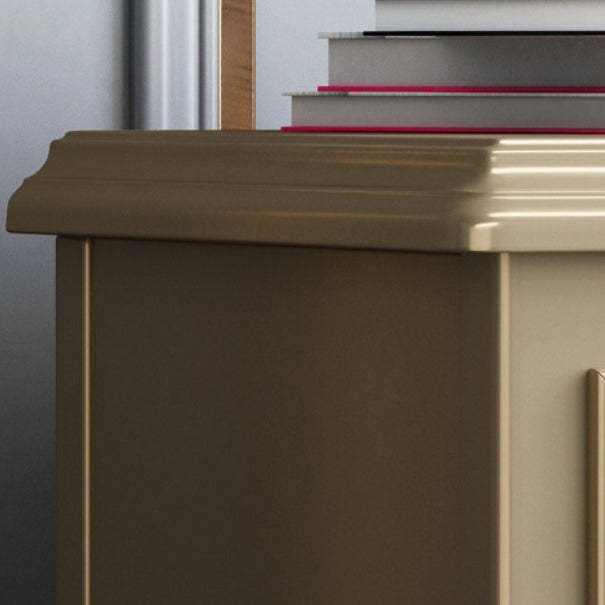 Modern Wood Metal Curved 2-Drawer Nightstand