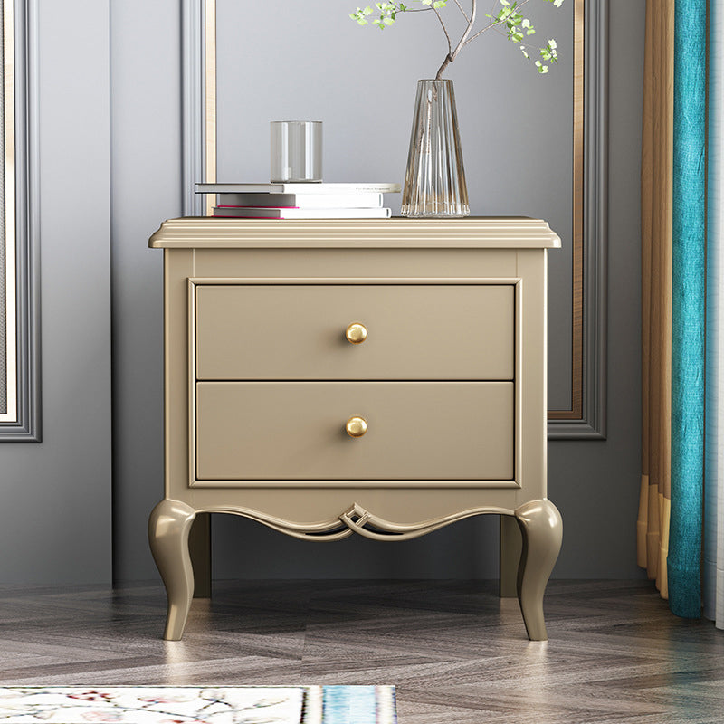 Modern Wood Metal Curved 2-Drawer Nightstand