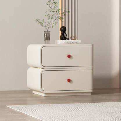 Contemporary Faux Leather Wood 2-Drawer Nightstand — Gray-Blue / Right