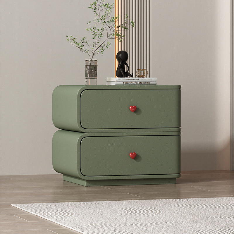 Contemporary Faux Leather Wood 2-Drawer Nightstand