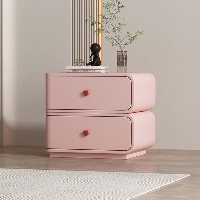 Contemporary Faux Leather Wood 2-Drawer Nightstand — Black / Right
