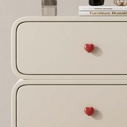 Contemporary Faux Leather Wood 2-Drawer Nightstand — Light Gray / Right