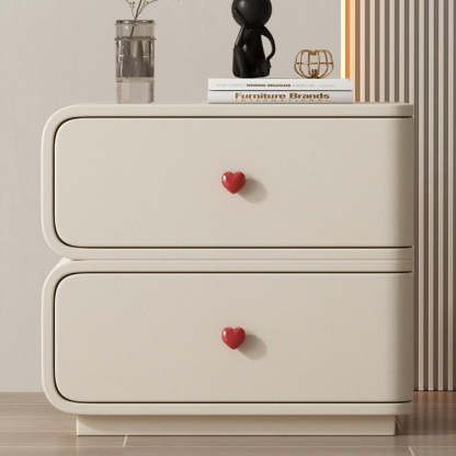 Contemporary Faux Leather Wood 2-Drawer Nightstand — Pink / Right