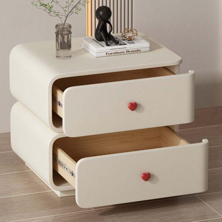 Contemporary Faux Leather Wood 2-Drawer Nightstand — Pink / Right