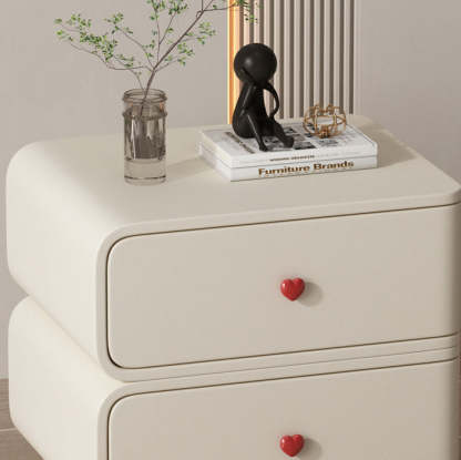 Contemporary Faux Leather Wood 2-Drawer Nightstand — Light Gray / Left