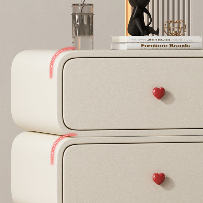 Contemporary Faux Leather Wood 2-Drawer Nightstand — Pink / Left