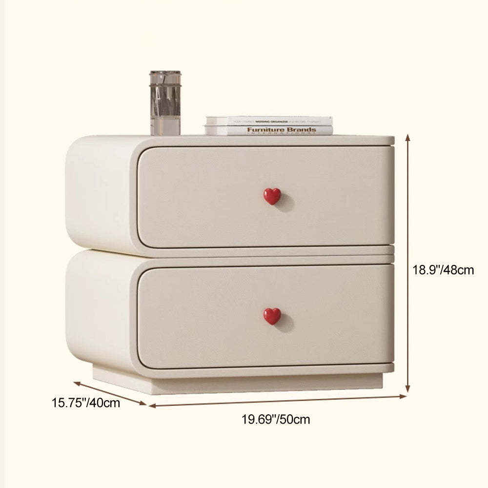 Contemporary Faux Leather Wood 2-Drawer Nightstand — Gray-Blue / Right