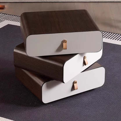 Contemporary Engineered Wood 3-Drawer Nightstand — Wood Color + Gray