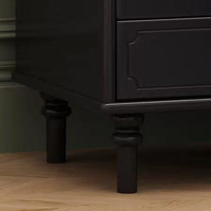 French Wood Metal Glass Striped 1-Drawer Nightstand